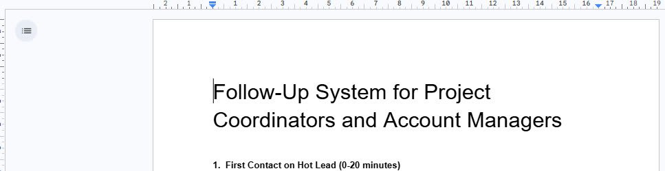 Follow-up system document for project coordinators and account managers