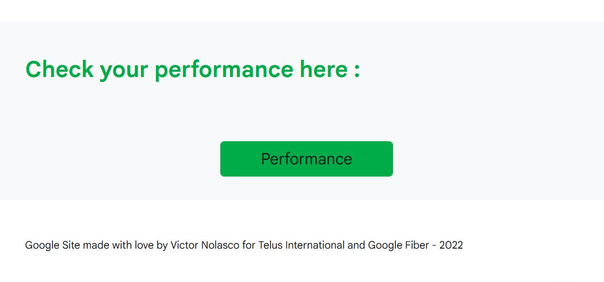 Performance entry point on the internal Google Site