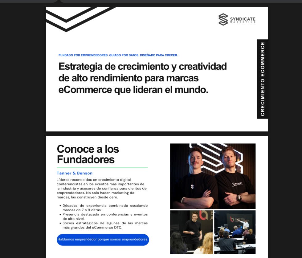 Spanish eCommerce growth deck for Syndicate Marketing